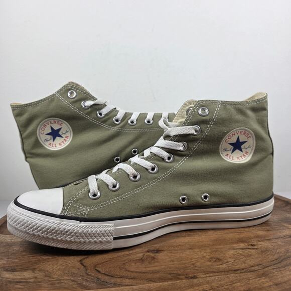 Converse Chuck Taylor All Star Mens Olive Green Size 12 Vintage High Top Shoes - Picture 2 of 10